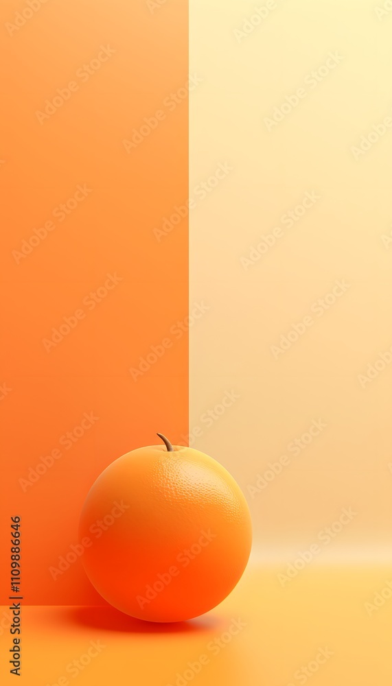 Poster a vibrant orange sphere against a gradient background, emphasizing color and simplicity.
