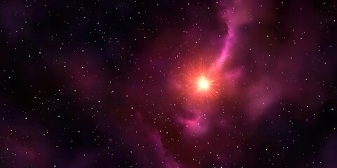 A vibrant cosmic scene showcasing a bright star amid a colorful nebula in space.