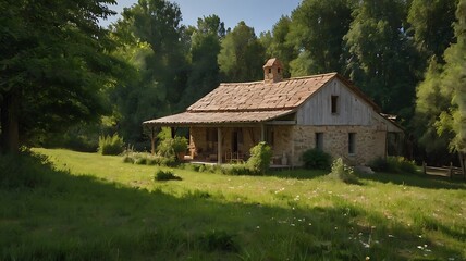 wooden house in the mountains