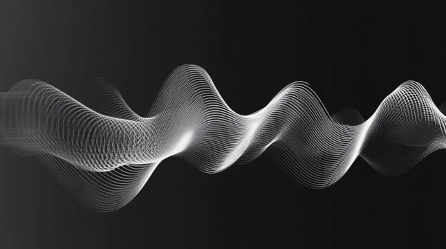 Abstract digital green white equalizer, sound wave pattern element in black background