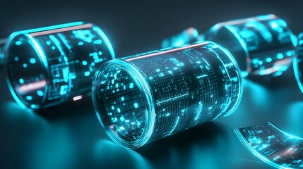Futuristic Data Cylinders Abstract