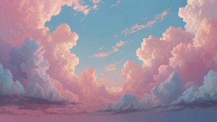 Dreamlike Pastel Clouds in Soft Pink, Lavender, and Light Blue, Background