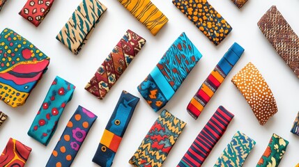 Fototapeta premium Colorful Fabric Swatches Displayed on a Light Background