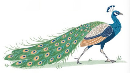 Fototapeta premium Peacock Displaying Its Colorful Feathers in a Natural Setting. Generative AI