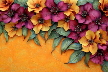 Rangoli alpana made on the orange background