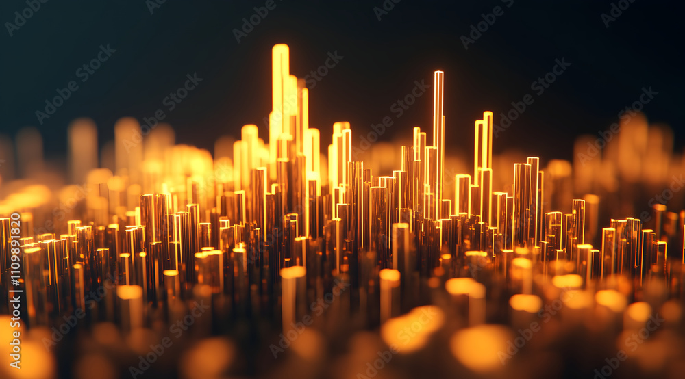 Aufkleber a vibrant, abstract representation of sound waves, featuring glowing, vertical lines that create a d