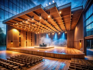 Surreal City Concert Hall - Misty Wood Stone Metal Stage