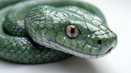 Stunning Photorealistic Representation of a Green Snake