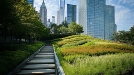 Futuristic Urban Oasis: Sustainable Energy, Vertical Gardens, & Modern Architecture