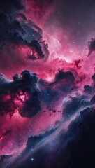 Fototapeta premium Background of Vibrant Nebula in Pink and Purple with Cosmic Dust and Shimmering Stars