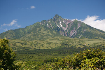 Mt Rishiri Hokkaido Japanese mountain landscape in summer on sunny blue sky day