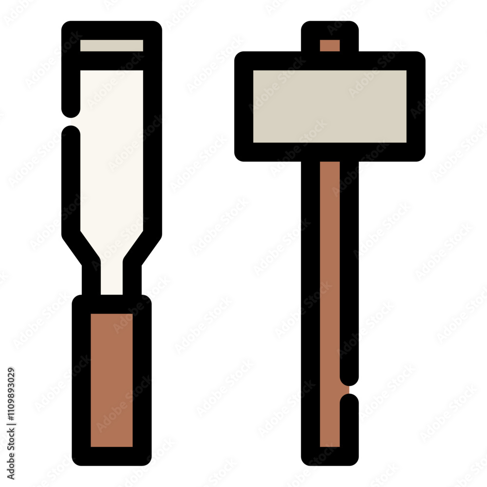 Canvas Prints chisel and hammer icon