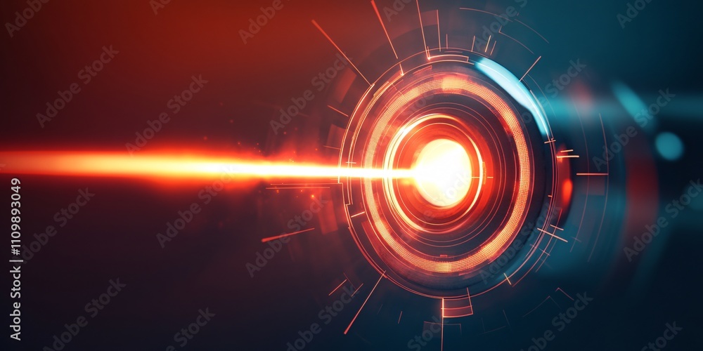 Aufkleber a futuristic laser beam emanating from a circular device with glowing elements.