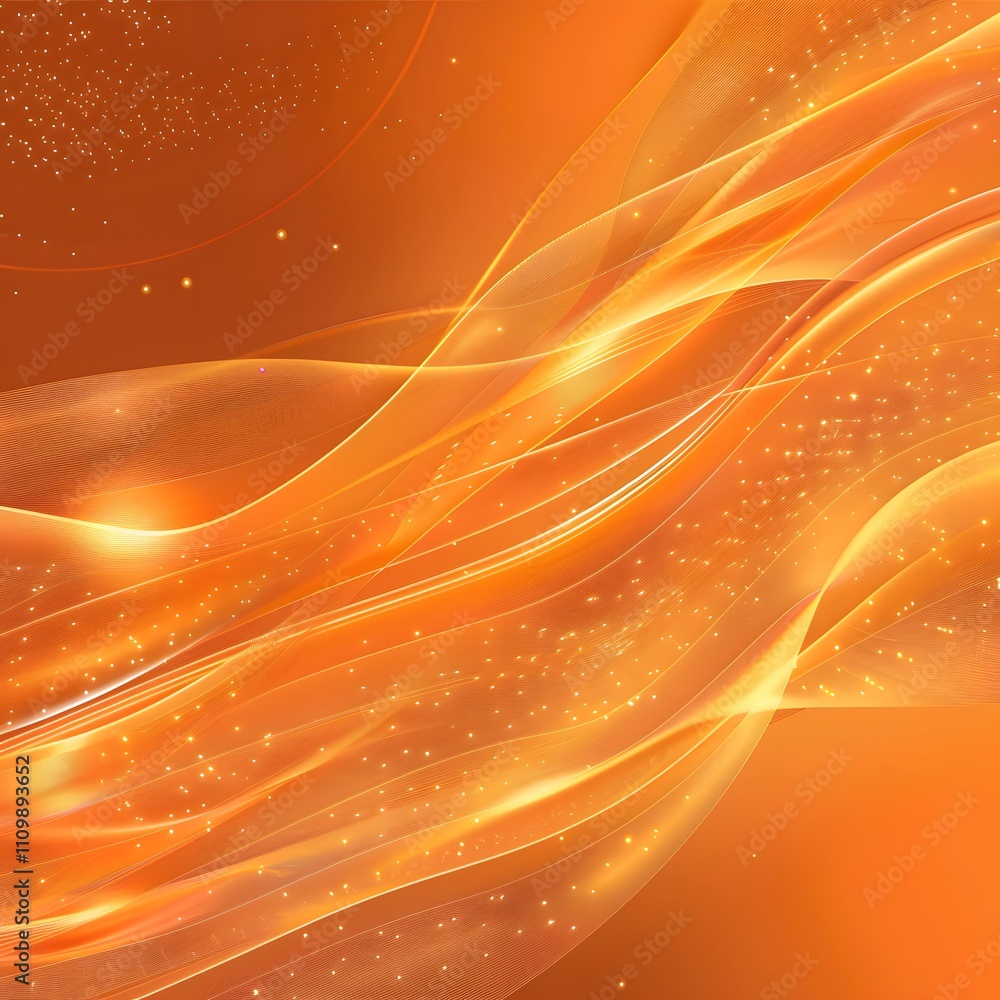 Poster abstract orange waves with light effects, creating a vibrant and dynamic visual atmosphere.