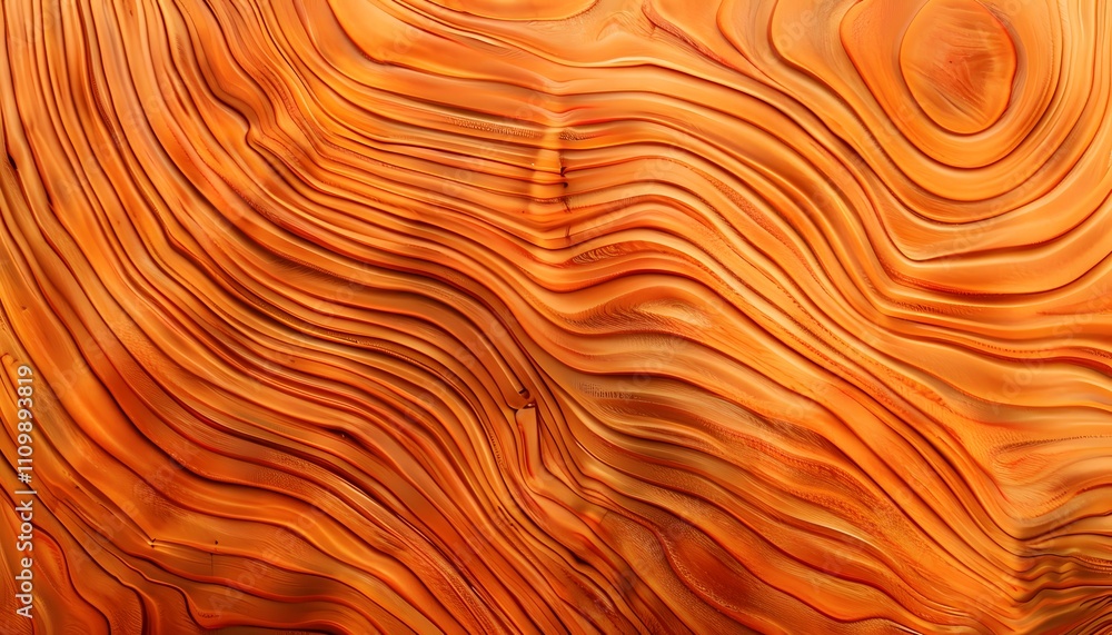 Poster abstract orange wood texture with flowing lines and patterns.