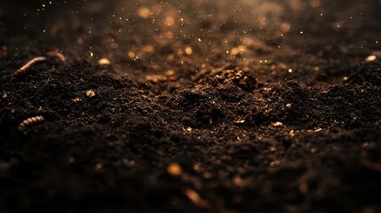 A dirt field with a lot of dirt and some bugs