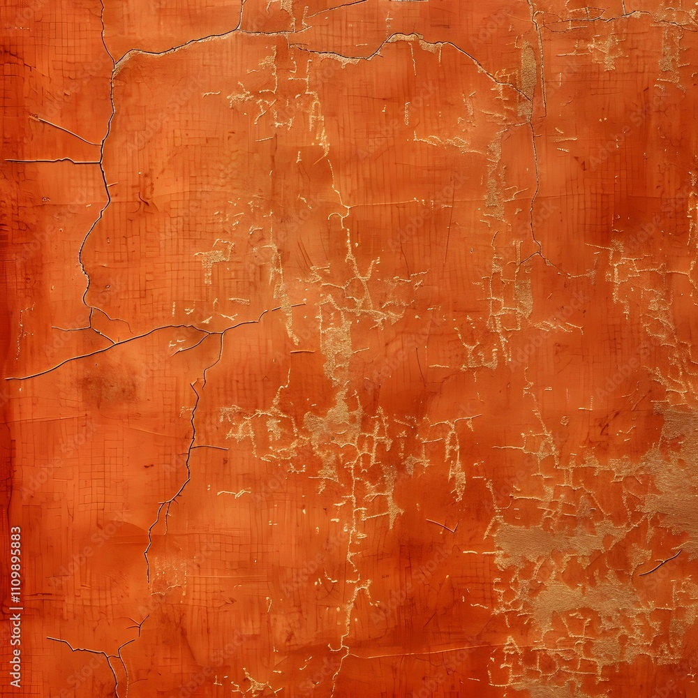 Poster abstract textured surface in warm orange tones with cracks and patterns.