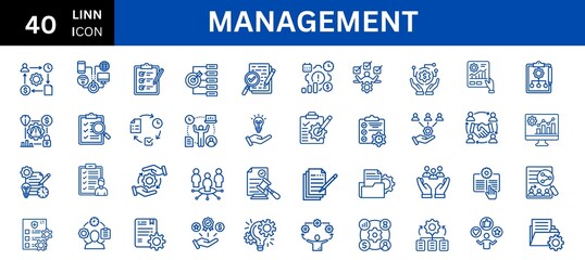 Management set of web icons in line style.  management web line icons. Business administration editable stroke outline icons. vector illustration