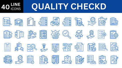 Quality Checkd set of web icons in line style. 