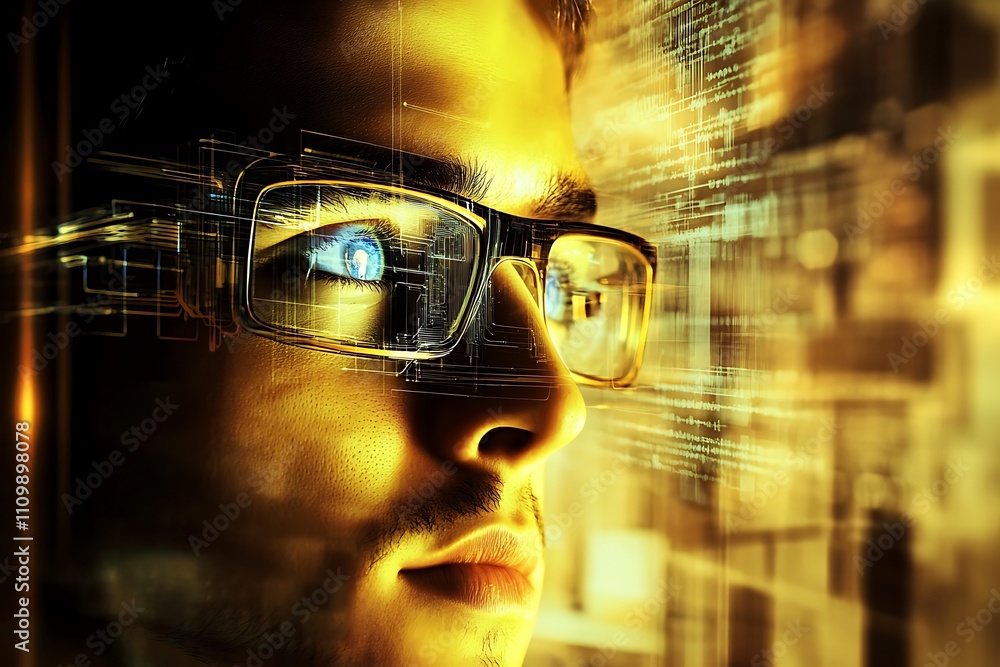 Poster future technology, digital innovation, coding, programmer, cybersecurity, innovation