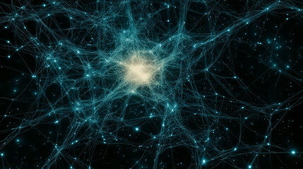 Neural network communicating with bright core in deep space
