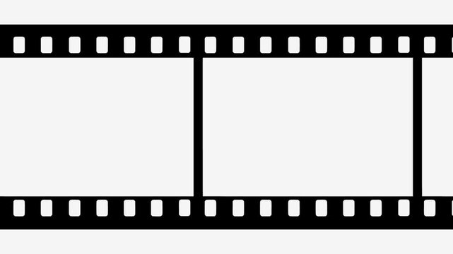 Moving filmstrip motion graphics with  white background, Old Filmstrip, Old movie films strip frame animation.
Dynamic lines 35 mm movie filmstrips background, camera roll animation negative film.