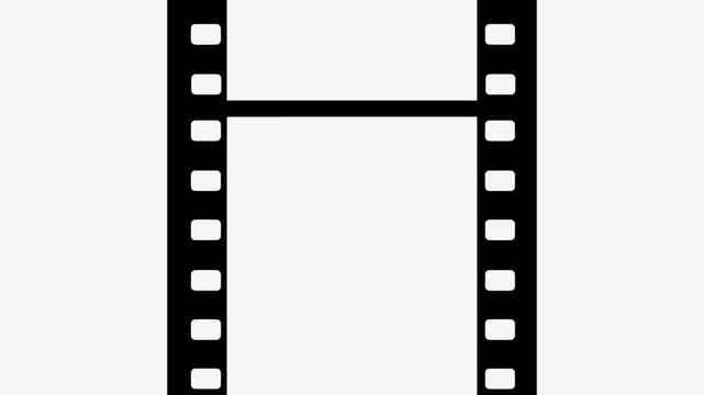 Moving filmstrip motion graphics with  white background, Old Filmstrip, Old movie films strip frame animation.
Dynamic lines 35 mm movie filmstrips background, camera roll animation negative film.