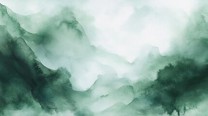Obraz premium An ethereal abstract watercolor background in soft green hues, perfect for calming designs, nature-themed events, or wellness promotions.