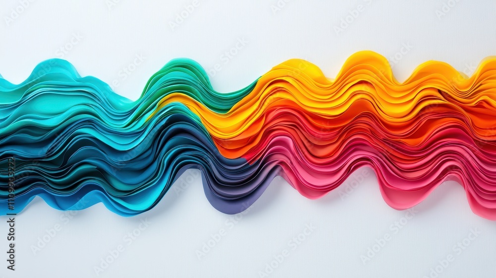 Aufkleber a vibrant wave of colorful, layered paper creates a striking visual effect, showcasing an array of h