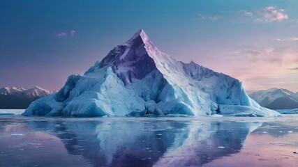 AI GENERATE background, An ice mountain reflecting gradients of icy blue and lavender.