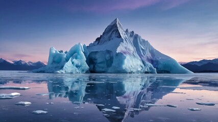 AI GENERATE background, An ice mountain reflecting gradients of icy blue and lavender.