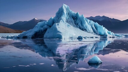 AI GENERATE background, An ice mountain reflecting gradients of icy blue and lavender.