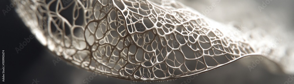 Poster a close-up of a delicate, intricate leaf structure showcasing natural patterns.