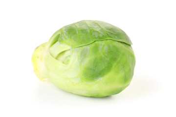 Fresh green Brussels sprout isolated on white