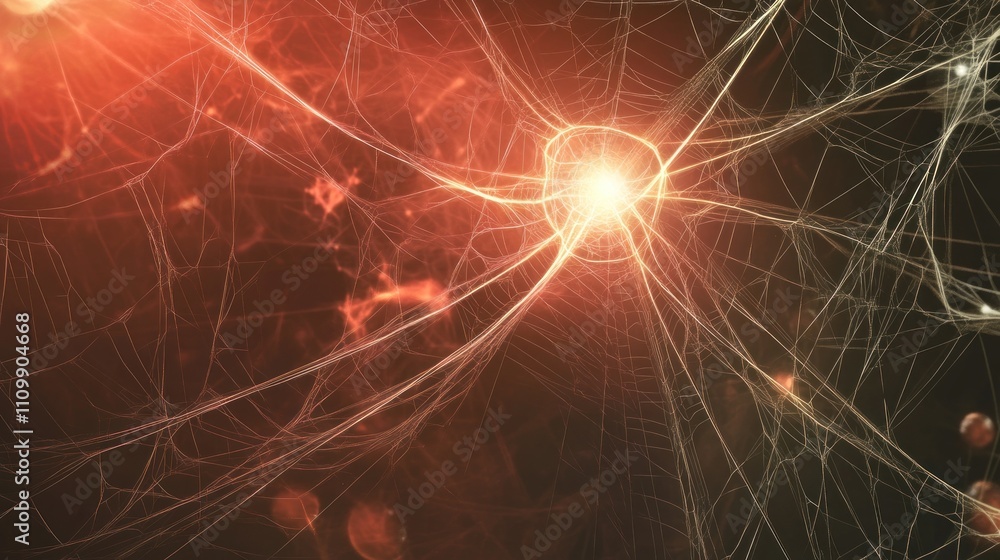 Poster abstract representation of neural connections and activity in the brain.