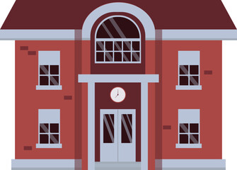 Illustration of a Red Brick Building with Clock