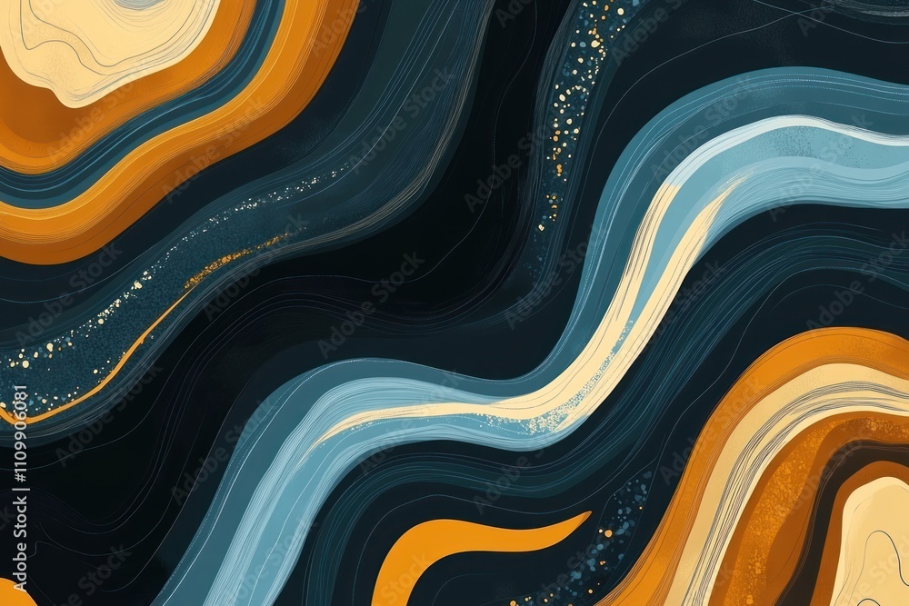 Aufkleber abstract wavy pattern with warm colors creating a fluid, artistic design.