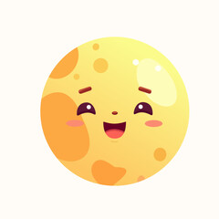 Cheerful Cartoon Yellow Planet with Orange Spots Illustration