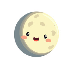 Happy Cartoon Moon with Cheerful Face Illustration