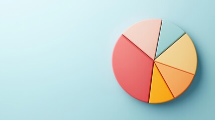 Obraz premium A vibrant pie chart dividing revenue and profit margins by categories, with glowing sections highlighting key segments