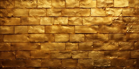 Obraz premium Gold brick wall background. Brick texture