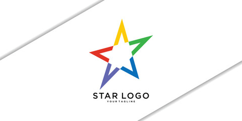 Colorful abstract star logo design template. Premium Vector