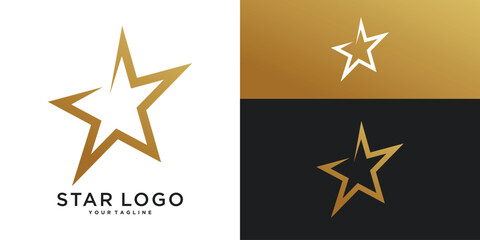 Obraz premium Modern star logo, luxury gold star design. Premium Vector
