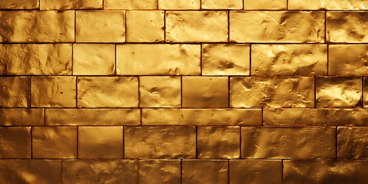 Abstract gold brick wall texture background