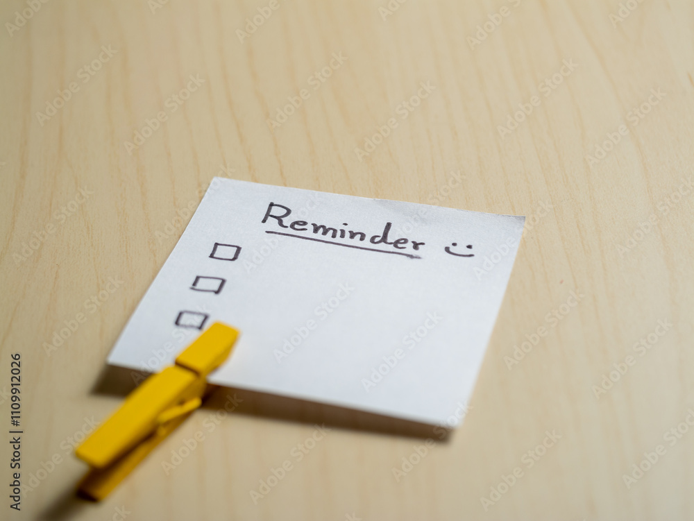 Leinwandbilder task reminder note desk checklist minimalistic overhead view productivity concept