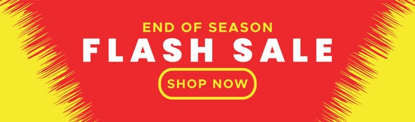 end of season flash sale shop now red advertisement banner design 