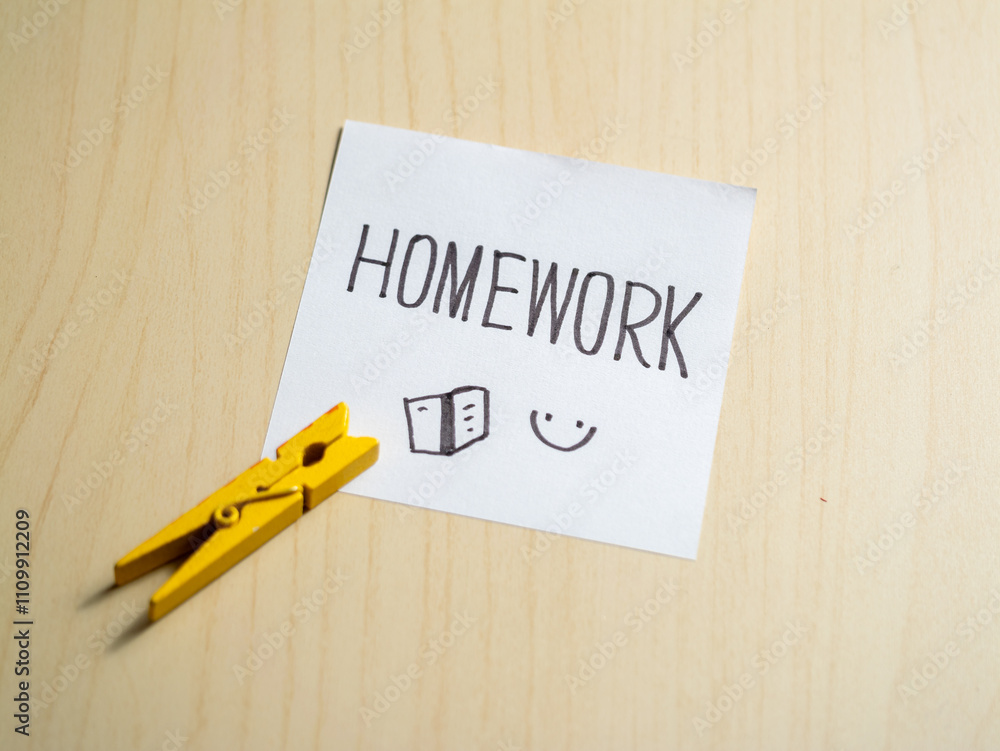 Poster homework reminder note study space graphic design simple background close-up education concept