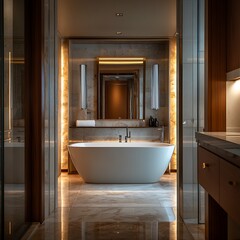 Luxurious Bathroom Interior in Modern Hotel Suite Design