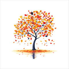 The tree with falling leaves vector . Tree Falling Leaves vector .