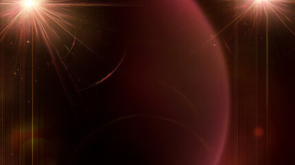 golden light rays on dark red abstract background with sparkling effects and glowing highlights